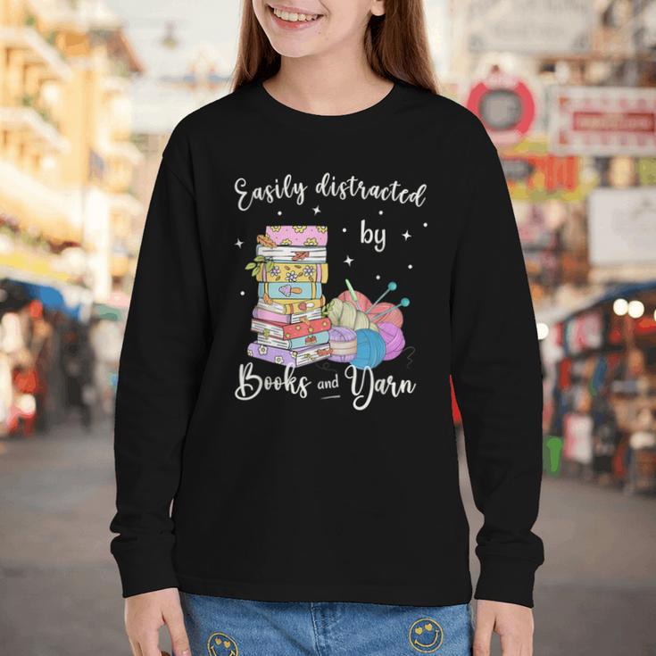 Yarn Quote Easily Distracted By Books And Yarn Reader Youth Long Sleeve Tee Yarn Quote Easily Distracted By Books And Yarn Reader Youth Long Sleeve Tee