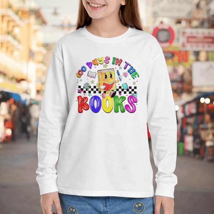 100 Days In The Book Fun 100 Days Of School Boy Girl Teacher Youth Long Sleeve Tee