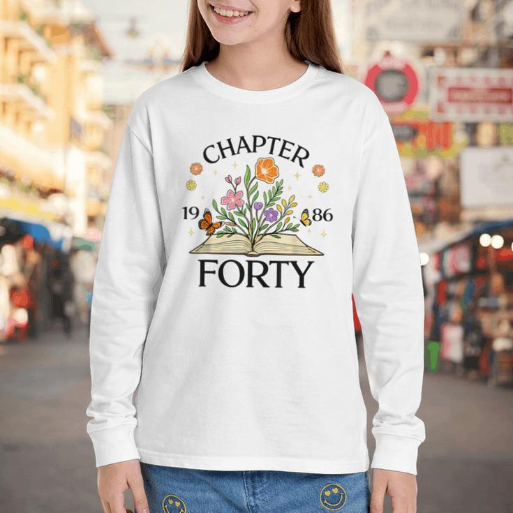 1986 Chapter Forty 40th Birthday Wildflower Book Youth Long Sleeve Tee