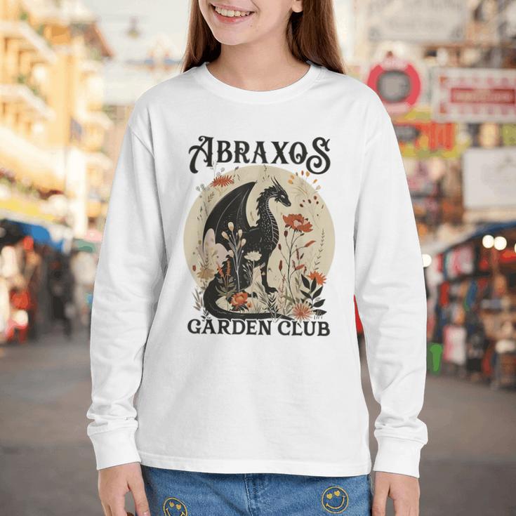 Abraxos Flower Garden Club Book Lover Fantasy Dragon Bookish Youth Long Sleeve Tee