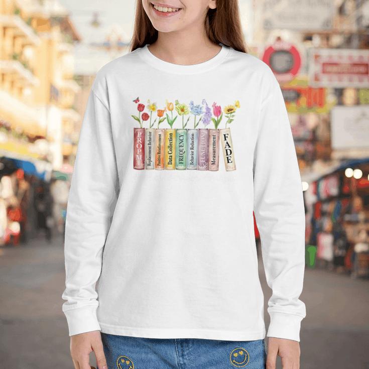 Applied Behavior Analysis Book Wildflower ABA RBT Therapist Premium Tri-Blend Youth Long Sleeve Tee