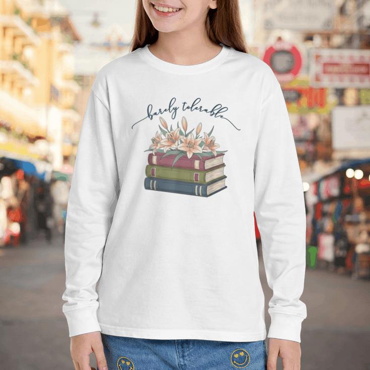 Barely Tolerable Book Lover Floral Quote Pride And Prejudice Youth Long Sleeve Tee Barely Tolerable Book Lover Floral Quote Pride And Prejudice Youth Long Sleeve Tee