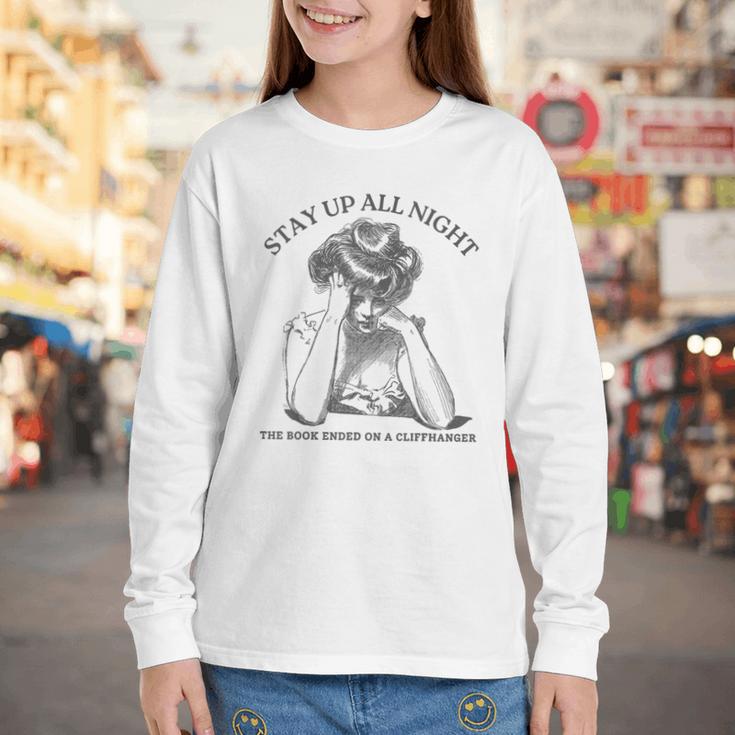 The Book Ended On a Cliffhanger Cute Book Lover Teach Youth Long Sleeve Tee