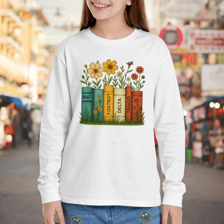 Book Flower 8647 Foxtrots Deltas Tangos Youth Long Sleeve Tee Book Flower 8647 Foxtrots Deltas Tangos Youth Long Sleeve Tee