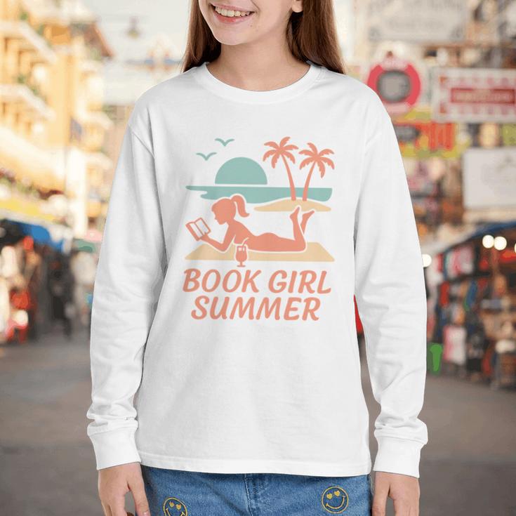 Book Girl Summer Book Reading Retro Sunset Youth Long Sleeve Tee Book Girl Summer Book Reading Retro Sunset Youth Long Sleeve Tee