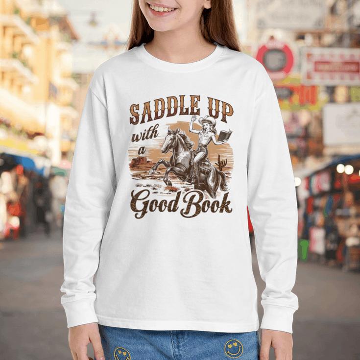 Bookish Retro Western Cowgirl Texas Book Lover Novel Reader Youth Long Sleeve Tee Bookish Retro Western Cowgirl Texas Book Lover Novel Reader Youth Long Sleeve Tee