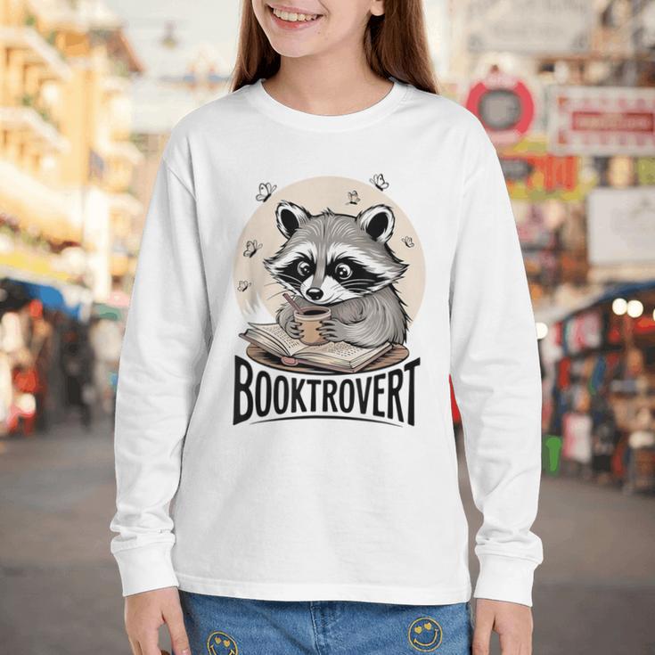 Booktrovert Raccoon Reading And Coffee For Book Lover Youth Long Sleeve Tee Booktrovert Raccoon Reading And Coffee For Book Lover Youth Long Sleeve Tee