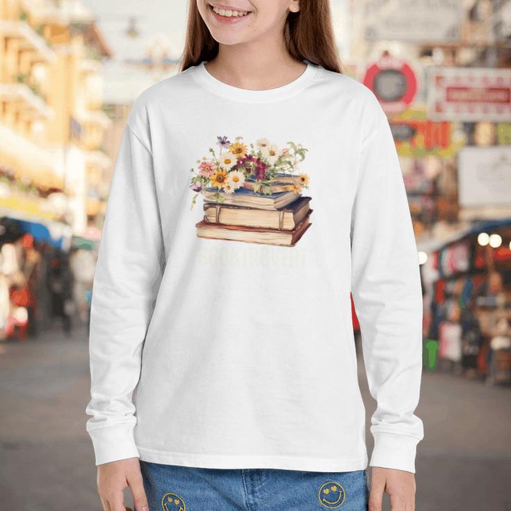 Booktrovert Vintage Wildflowers Books For Book Lovers Youth Long Sleeve Tee