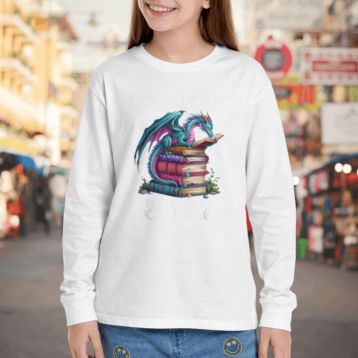 Bookworm Please I'm A Book Dragon Blue Dragon Youth Long Sleeve Tee