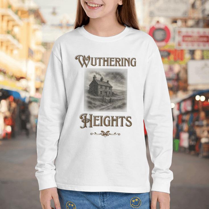 Bronte Novel Wuthering Heights Moorland Gothic Book Cover Youth Long Sleeve Tee Bronte Novel Wuthering Heights Moorland Gothic Book Cover Youth Long Sleeve Tee