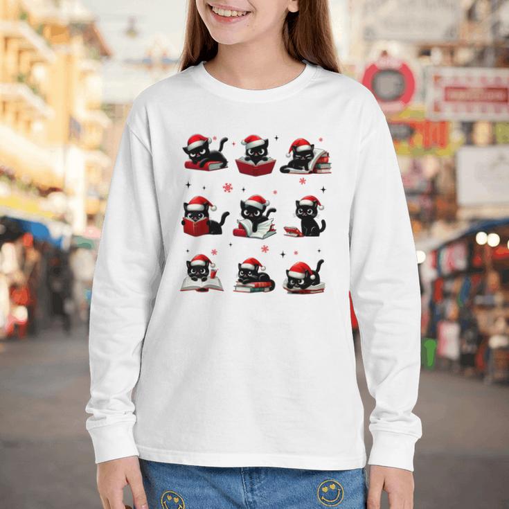Cat Reading Books Lover Christmas Cat Lover Xmas Youth Long Sleeve Tee Cat Reading Books Lover Christmas Cat Lover Xmas Youth Long Sleeve Tee