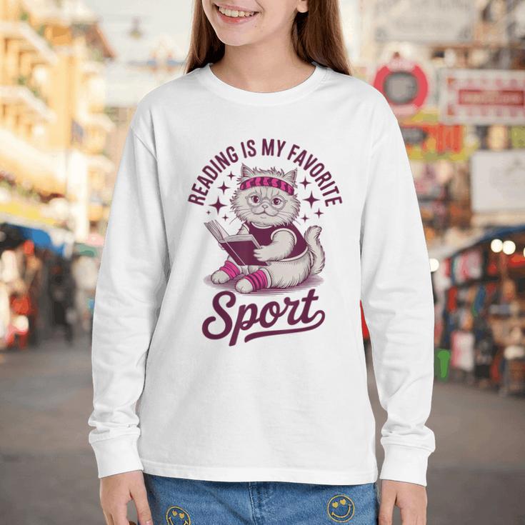 Cat Reading Is My Favorite Sport Retro Book Lover Youth Long Sleeve Tee Cat Reading Is My Favorite Sport Retro Book Lover Youth Long Sleeve Tee