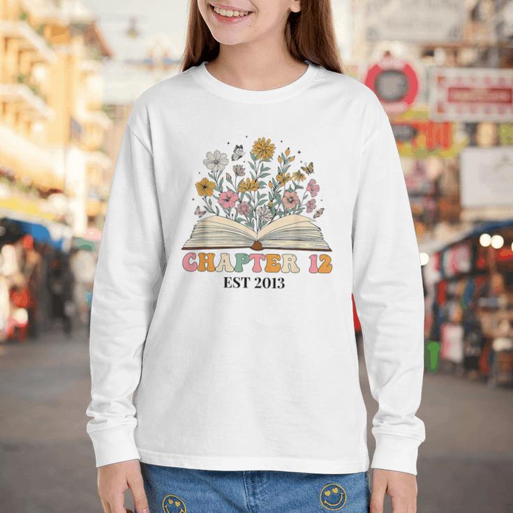 Chapter 12 Years Old 12th Birthday Wildflower Book Lover Youth Long Sleeve Tee Chapter 12 Years Old 12th Birthday Wildflower Book Lover Youth Long Sleeve Tee