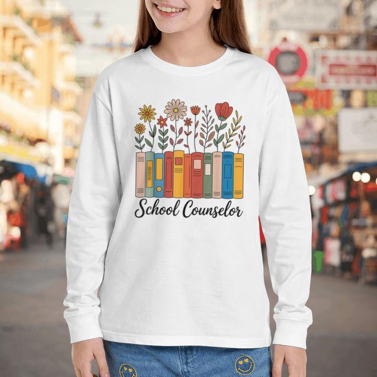 Cute Wildflower Book School Counseling Life School Counselor Youth Long Sleeve Tee Cute Wildflower Book School Counseling Life School Counselor Youth Long Sleeve Tee