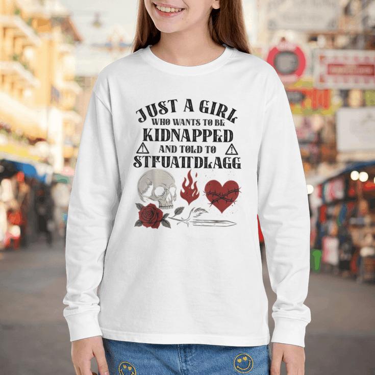 Dark Romance Smutt Book Merch Just A Good Girl STFUATTDLAGG Youth Long Sleeve Tee Dark Romance Smutt Book Merch Just A Good Girl STFUATTDLAGG Youth Long Sleeve Tee