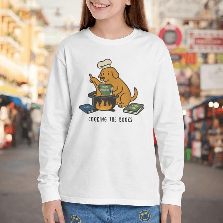 Dog Cooking The Books Youth Long Sleeve Tee