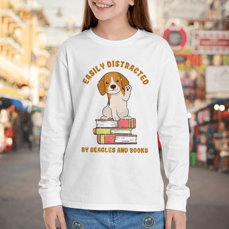 Easily Distracted By Beagles And Books Beagle Dog Youth Long Sleeve Tee Easily Distracted By Beagles And Books Beagle Dog Youth Long Sleeve Tee