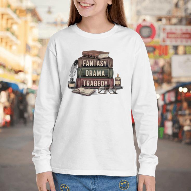 Fantasy Drama Tragedy Gothic Book Lover Bookworm Youth Long Sleeve Tee