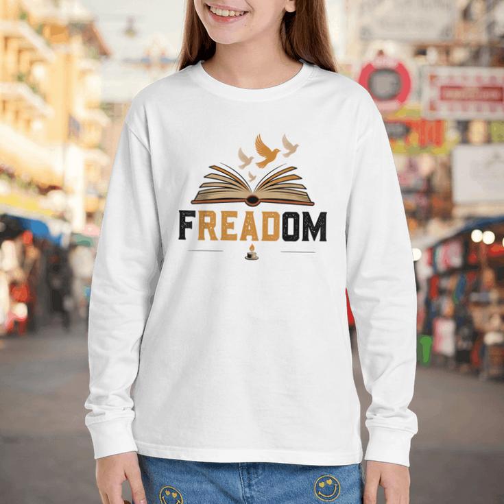 Freadom Anti Banned Books Lovers Reading Librarian Bookworm Youth Long Sleeve Tee