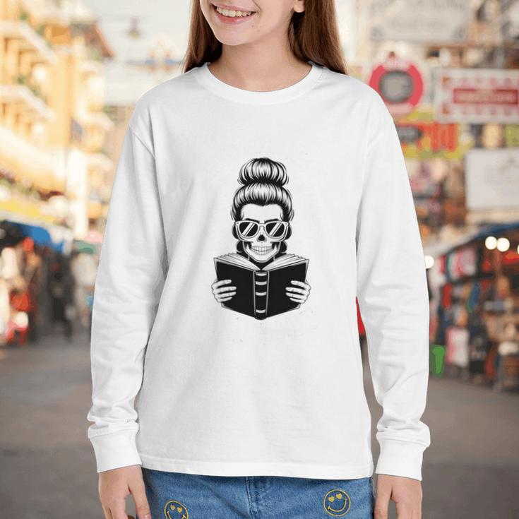 Good Girls Read Bad Books Skeleton Youth Long Sleeve Tee
