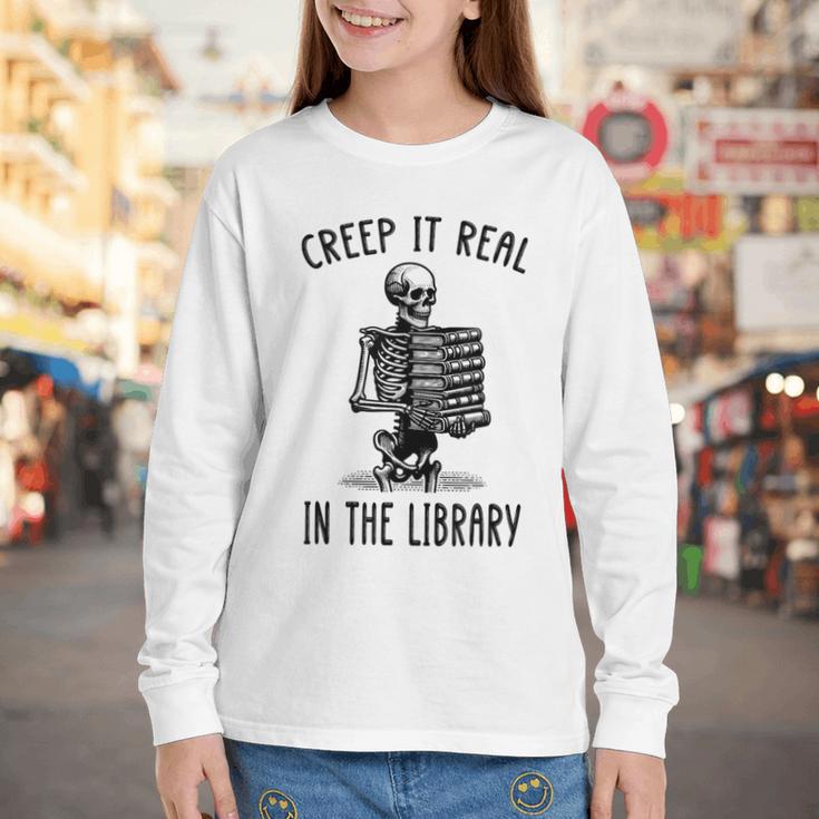 Halloween Skeleton Pun Book Lover Library Joke Youth Long Sleeve Tee Halloween Skeleton Pun Book Lover Library Joke Youth Long Sleeve Tee