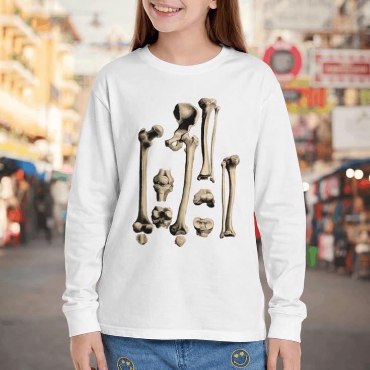 Hip And Leg Bones Book Print Vintage Human Bones Youth Long Sleeve Tee