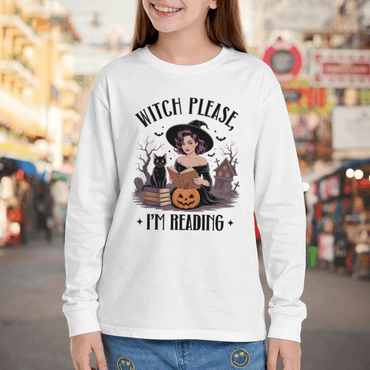 I'm Reading Halloween Witch Book Lover Youth Long Sleeve Tee
