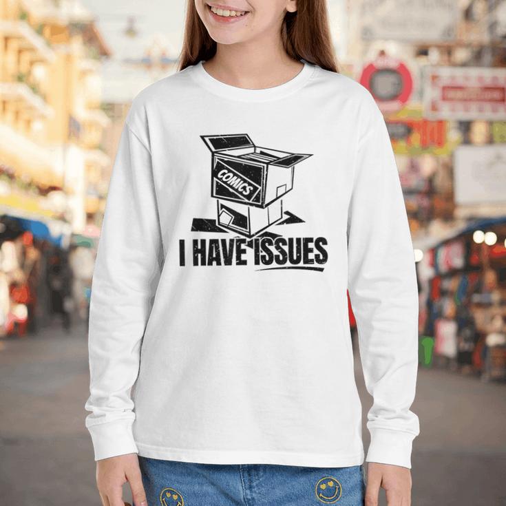 I Have Issues – Comic Book Collector Youth Long Sleeve Tee