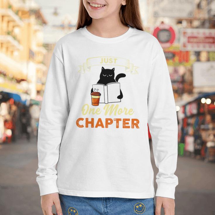 Just One More Chapter Fun Cat Coffee Reading Book Premium Tri-Blend Youth Long Sleeve Tee