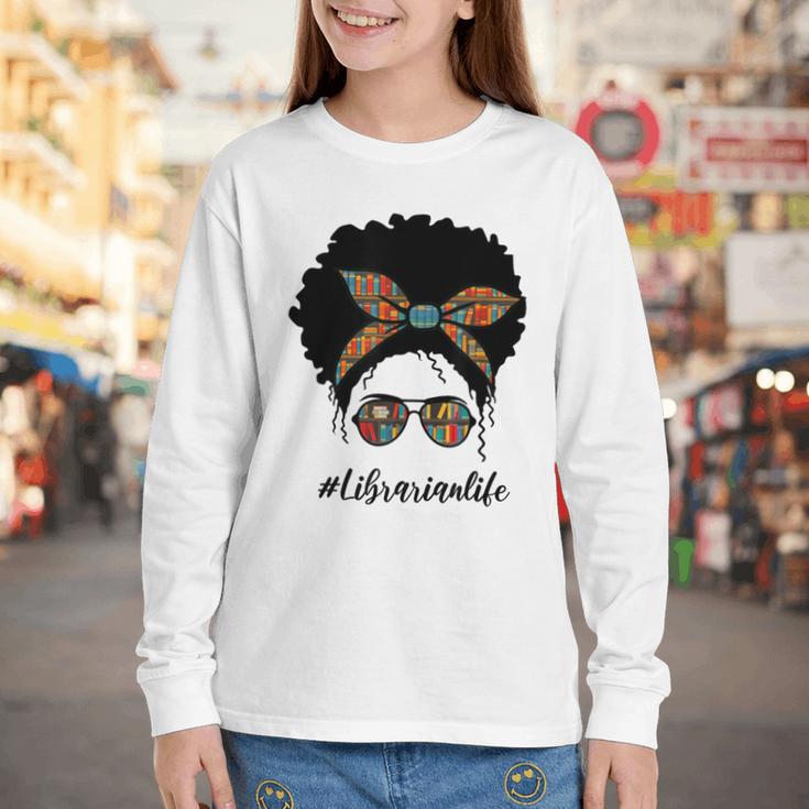 Librarian Teacher Messy Bun Life Book Library Back To School Youth Long Sleeve Tee Librarian Teacher Messy Bun Life Book Library Back To School Youth Long Sleeve Tee