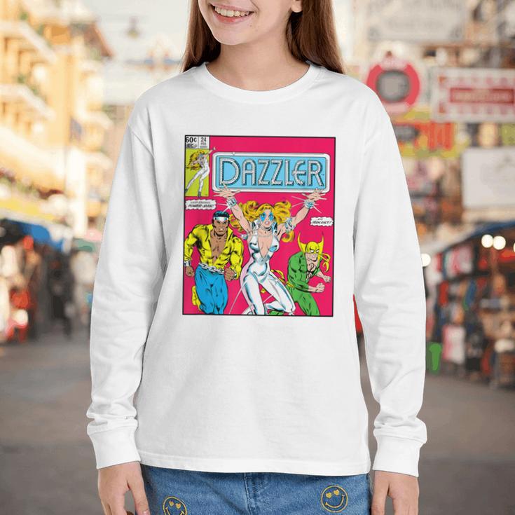 Marvel Universe Classic Dazzler Vintage Comic Book Cover Youth Long Sleeve Tee
