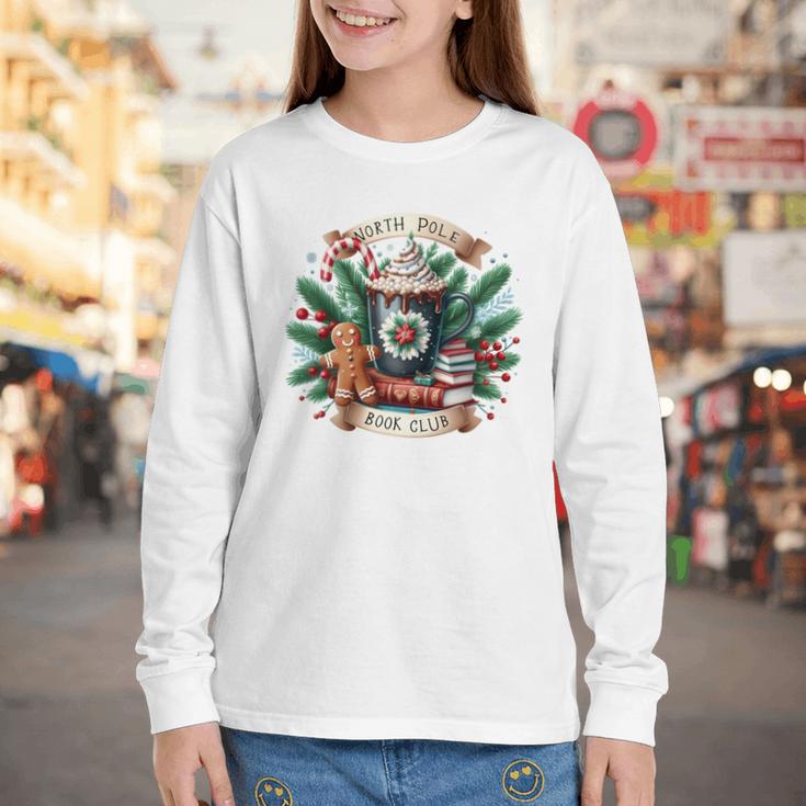 North Pole Book Club Books Reading Mug Gingerbread Youth Long Sleeve Tee