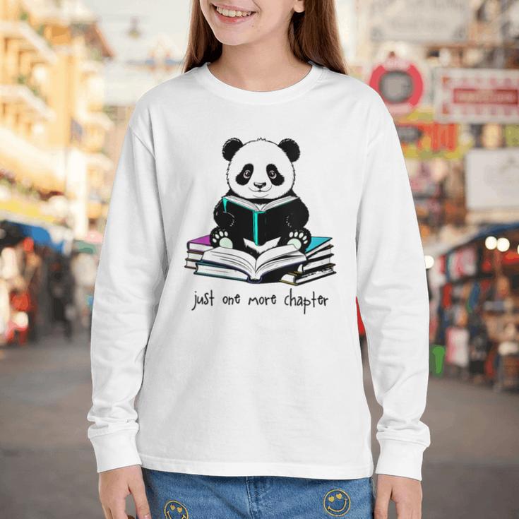 Panda Reading Chapter Books Youth Long Sleeve Tee Panda Reading Chapter Books Youth Long Sleeve Tee