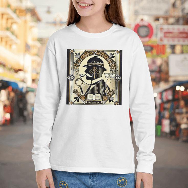 Poirot Mystery Books Vintage Detective Premium Tri-Blend Youth Long Sleeve Tee