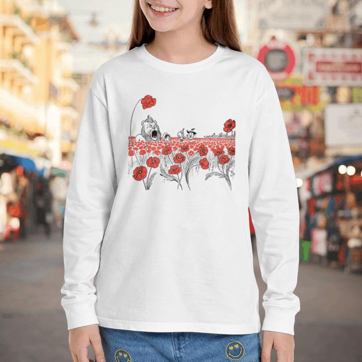 Poppy Field Wizard Of Oz Cowardly Brave Lion Book Youth Long Sleeve Tee Poppy Field Wizard Of Oz Cowardly Brave Lion Book Youth Long Sleeve Tee