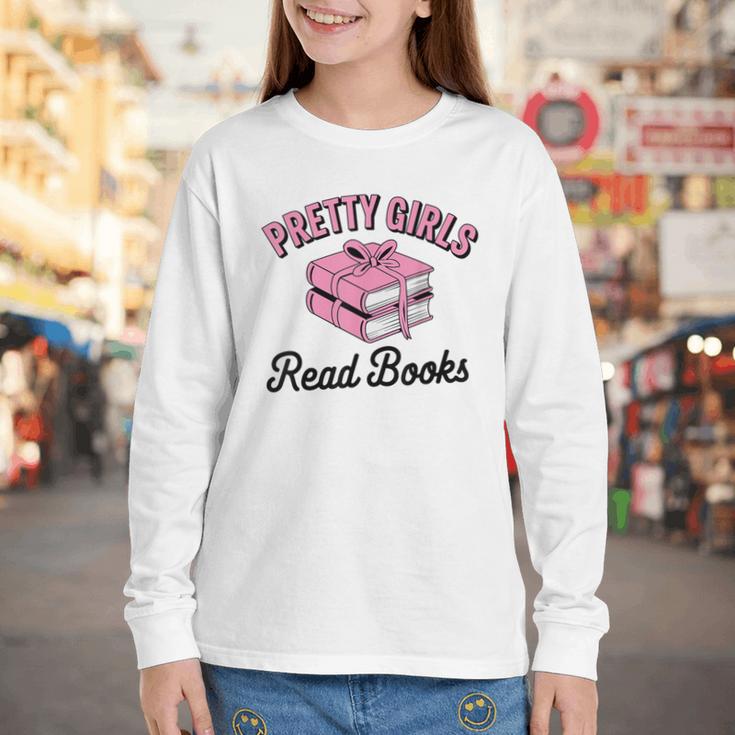 Pretty Girls Read Books Bookworm Book Lover Teacher Youth Long Sleeve Tee