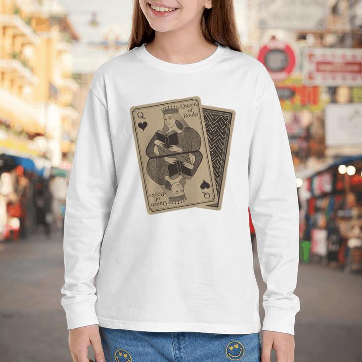 Queen Of Books Playing Card Aesthetic For Book Lovers Premium Tri-Blend Youth Long Sleeve Tee