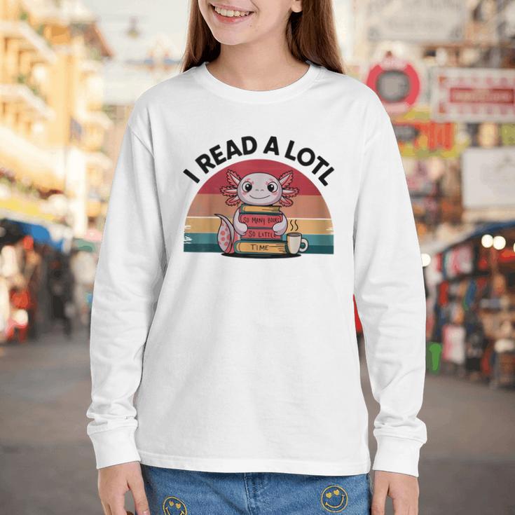 I Read Alotl Axolotl Retro Reading Books Lover Vintage Youth Long Sleeve Tee