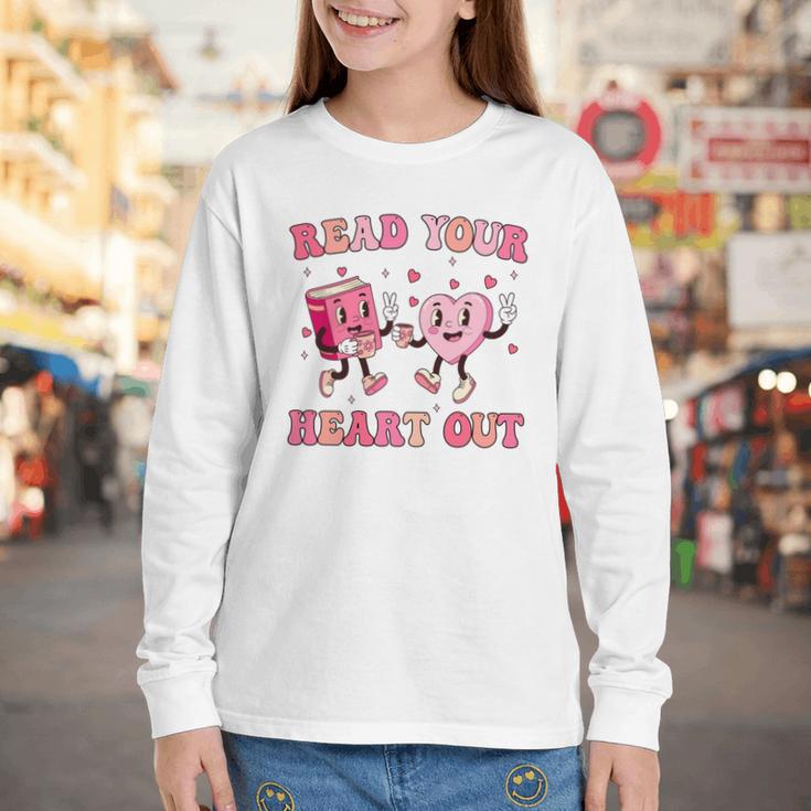 Read Your Heart Out Teacher Valentine Book Youth Long Sleeve Tee