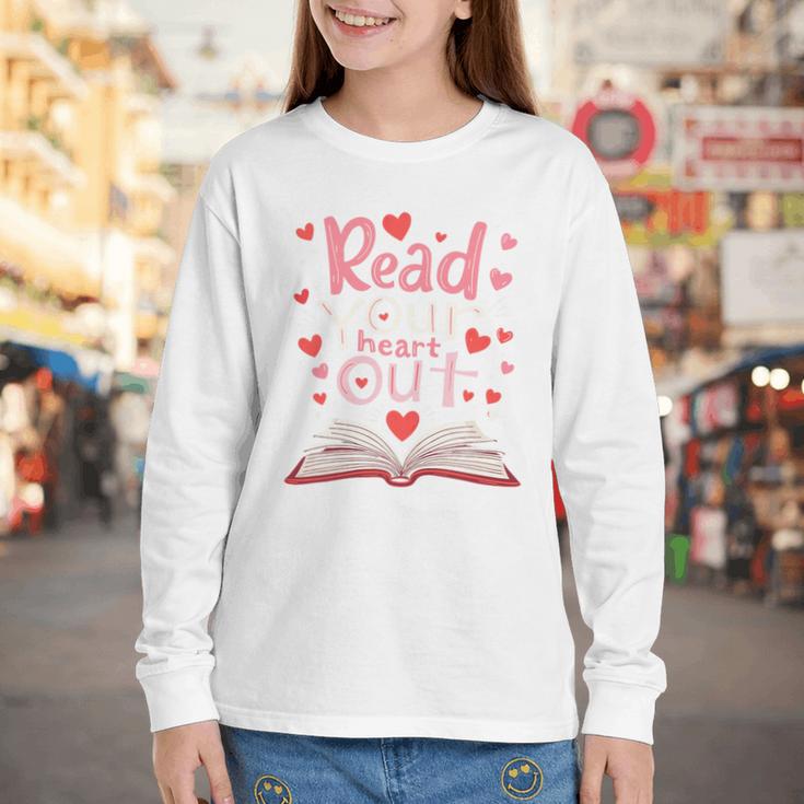 Read Your Heart Out Teacher Valentines Day Reading Book Love Premium Tri-Blend Youth Long Sleeve Tee Read Your Heart Out Teacher Valentines Day Reading Book Love Premium Tri-Blend Youth Long Sleeve Tee