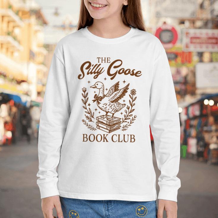 Reading Book Lover Bookish Librarian Silly Goose Book Club Youth Long Sleeve Tee