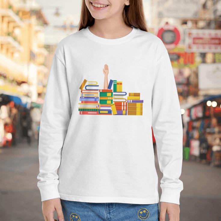 Reading Books Librarian Reader Nerd I'm Ok Teacher Youth Long Sleeve Tee