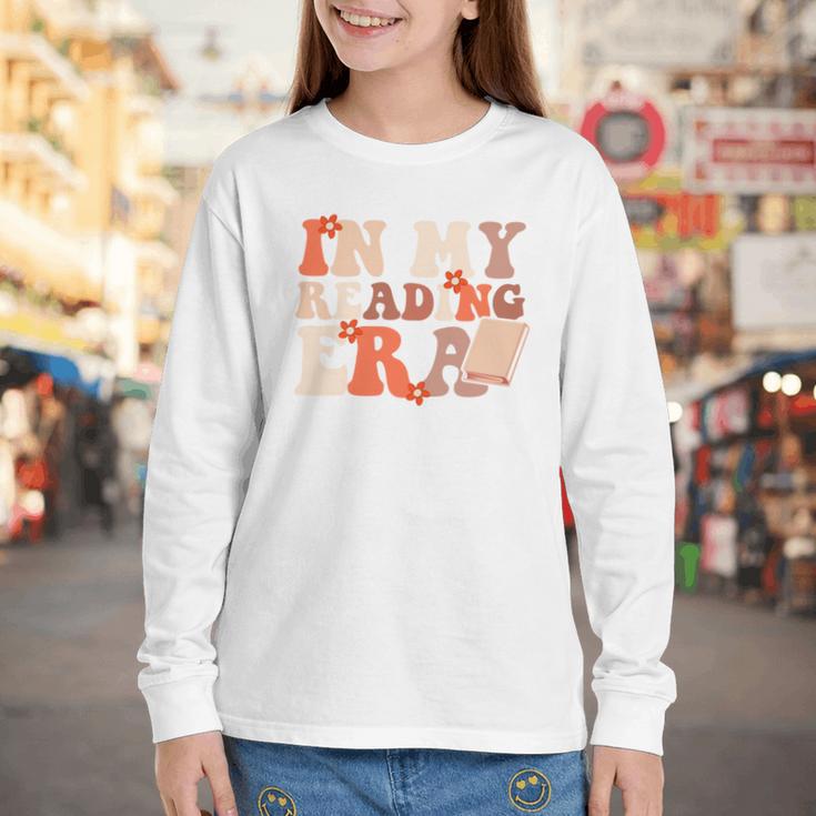 In My Reading Era Groovy Book Lovers Library Reading Women Youth Long Sleeve Tee