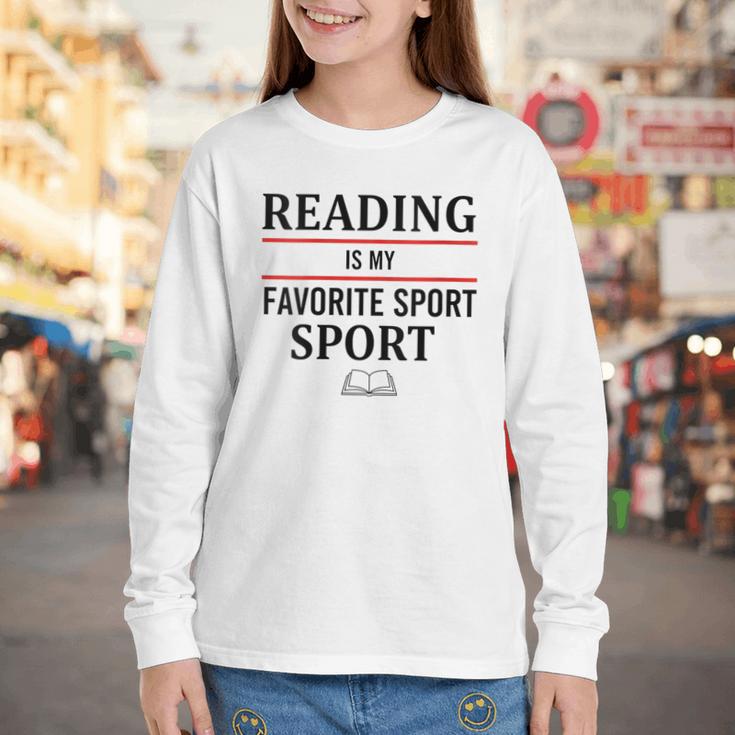 Reading Is My Favorite Sport Book Lover Saying Quote Youth Long Sleeve Tee