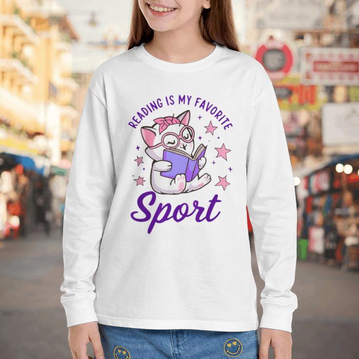 Reading Is My Favorite Sport Saying Quote Book Lovers Youth Long Sleeve Tee