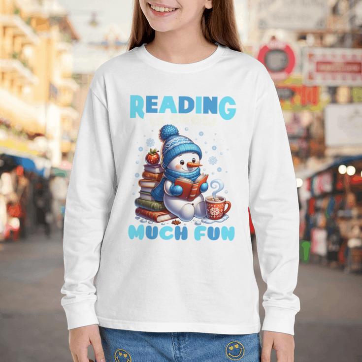 Reading Is Snow Much Fun Christmas Xmas Book Reading Youth Long Sleeve Tee