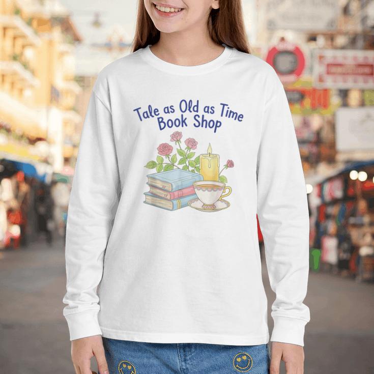 Tale As Old As Time Floral Bookshop Romantic Youth Long Sleeve Tee