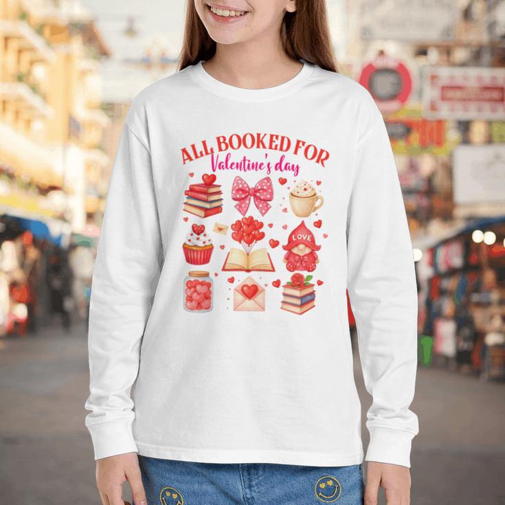 Valentines Reading Book Lover All Booked For Valentine's Day Youth Long Sleeve Tee