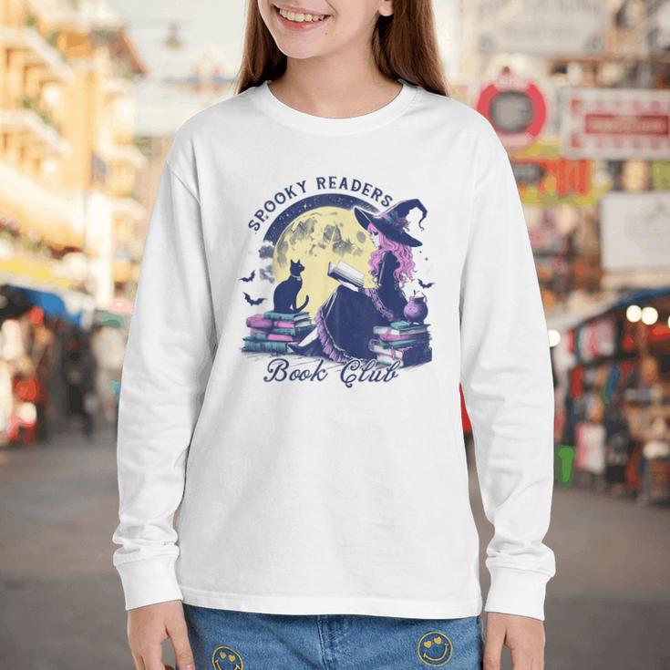 Vintage Sexy Witch Spooky Readers Book Lover Club Halloween Youth Long Sleeve Tee
