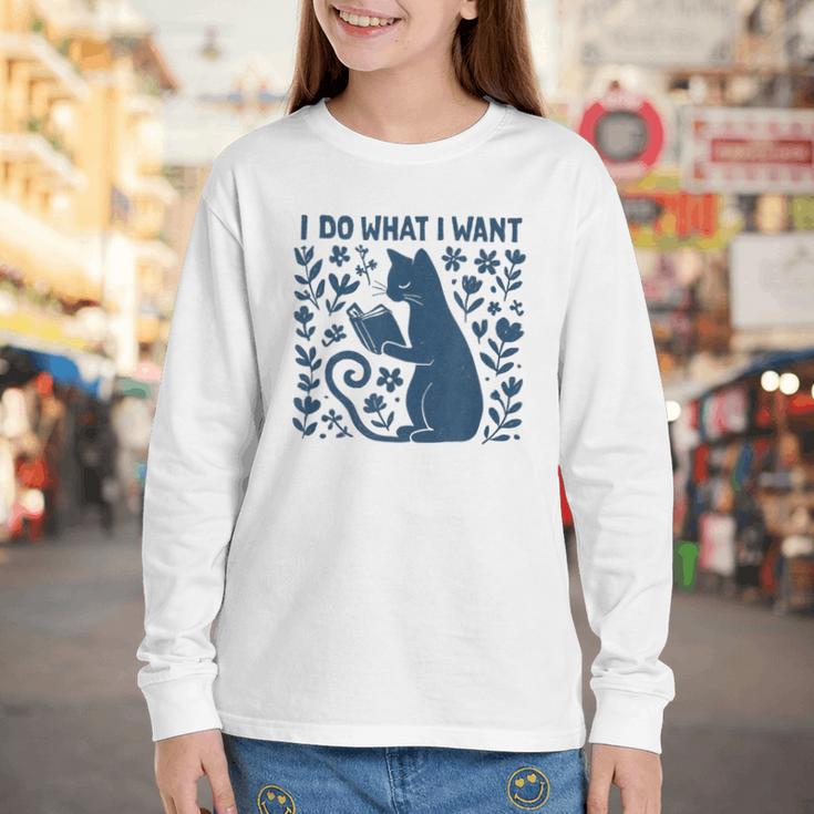 I Do What I Want Cat Reading Book Boho Flowers Vintage Youth Long Sleeve Tee I Do What I Want Cat Reading Book Boho Flowers Vintage Youth Long Sleeve Tee